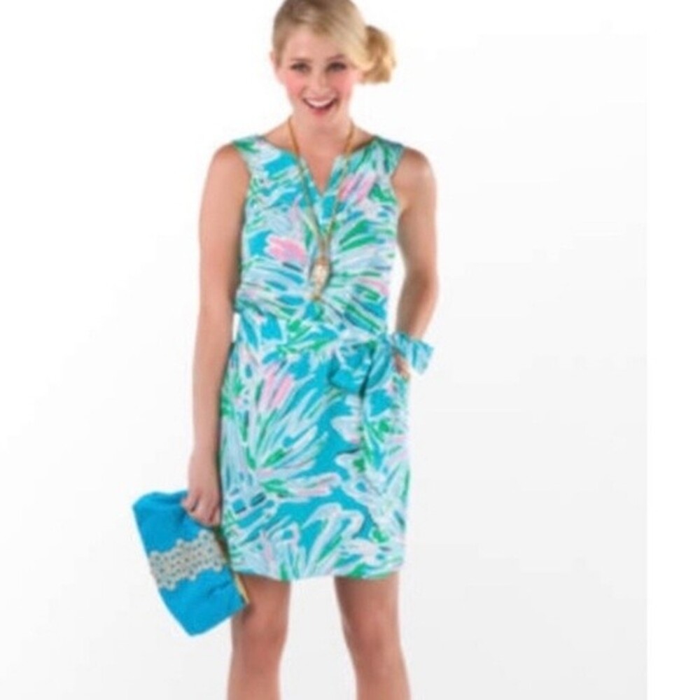 Lilly Pulizter Giuliana dress snorkel blue greens with envy size 4